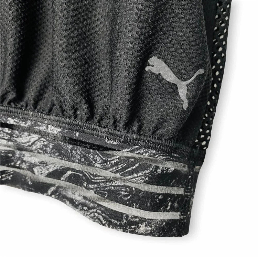 Puma  XS Mesh Sleeve/Back Crop Top Tee Marble Band - Picture 3 of 6